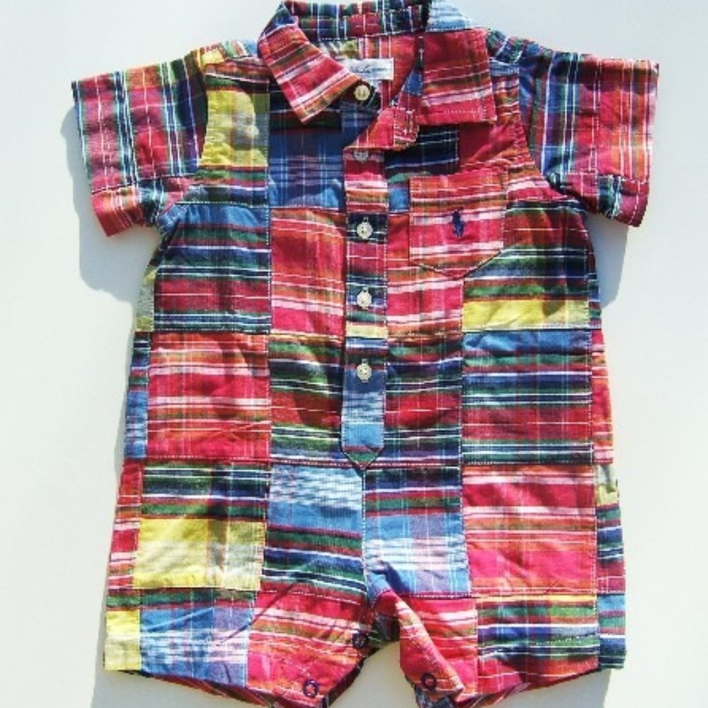 Ralph Lauren Infant Boy's Red Plaid Romper